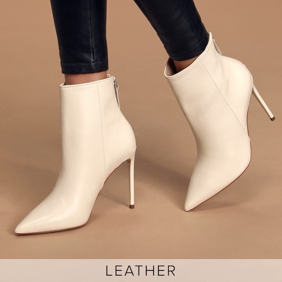 Via Off White Leather High Heel Ankle Boots - Picture 2 of 4
